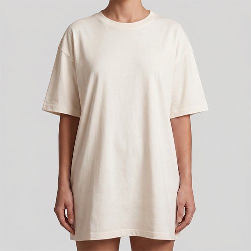 Peaches Daddy's Shirt worn by model — oversized white cotton shirt, front view