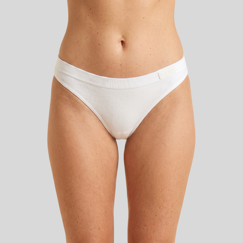 Peaches The Confident Trio Pack — seamless Brazilian underwear worn by model, front view